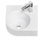EMKE Lavabo 44 x 38.5 x 15.5 cm, Petit Lavabo Triangulaire à Poser, Installation Murale, Vasque Suspendue pour WC Invités et Salle de Bain, Blanc Brillant
