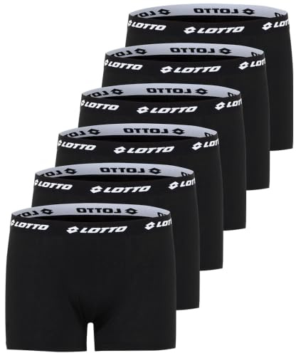 Lotto Boxershorts Herren Schwarz M-5XL I 6er Pack I 95% Baumwolle | Unterhosen Männer mit elastischem Bund ohne Einschneiden I Unterwäsche für Sport und Alltag