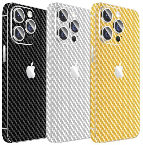 Kucheed 3PCS Sparkling Skin Protector for iPhone, Bling Glitter Fiber Grain Full Cover Edges Sticker, Precise-Fit Back Protector/Luxury Wraps/Bling Phone Decorations for iPhone 13 Pro Max