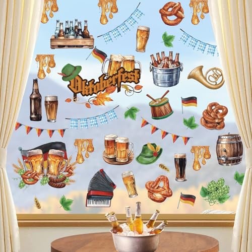 TOARTI Oktoberfest Aufkleber,Wandaufkleber Oktoberfest Party Deko Set,Bayerisches Oktoberfest Banner Thema Party für Zubehör Indoor und Outdoor