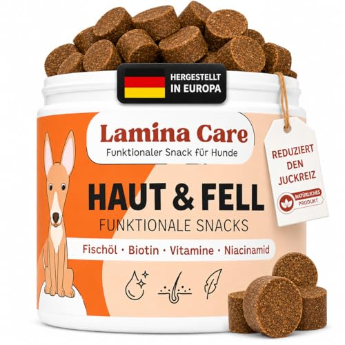 LAMINA CARE – Snack Funzionali con Olio di Pesce per Cani e Vitamine per Pelle e Pelo, Aiuta Contro Prurito Cane, Dermatite Cane e Perdita Pelo, Omega 3 per cani, 90 bocconcini naturali
