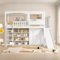 Seyakany Lit Superposé Enfant 90x200cm avec Toboggan et Armoire,Lit Mezzanine 1 Place avec barrière de sécurité et Grand Espace de Rangement,échelle à Quatre marches,pin+MDF,sans Matelas,Blanc