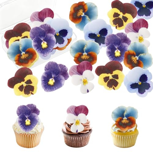 Decorazioni Commestibili per Torte,Fiori Commestibili per Torte,viola del pensiero commestibile,Topper Cupcake per Matrimonio,Compleanno,Anniversario