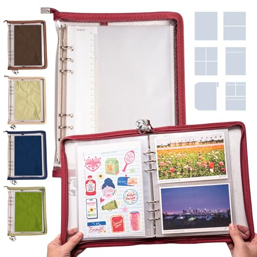 Navy Peony Wander Keeper Schreibwarenordner (Bordeauxrot) - Echte A5/A6-Hüllen, kuratierte Reisefarben, robuster Organizer mit Reißverschluss - Für Sticker, Postkarten, Fotokarten