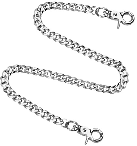 Hosenkette Herren,Edelstahl Silber Schlüsselkette mit Karabiner,Heavy Biker Geldbörsenkette Wallet Chain 56.5x1cm,Punk Hip Hop Hosen Kette,Metallkette Hosen Ketten für Männer Jeans Hosens Handtaschen