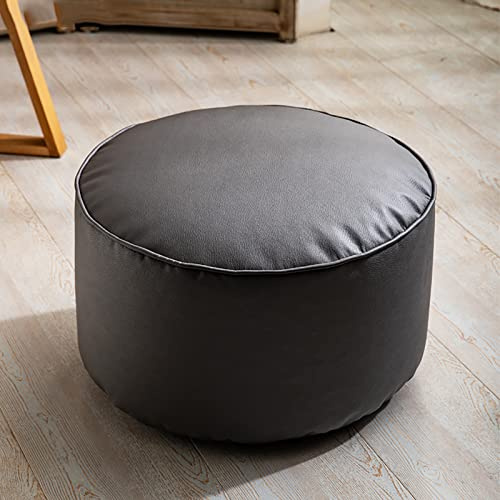 HJZZQH Round Leather Pouf Foot Stool - Soft Couch Footrest Solid Color Stuffed Bean Bag Small for Living Room & Bedroom Decor