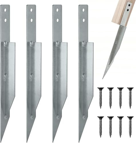 DENUOTOP Lot de 4 manchons à enfoncer - Ancrage au sol pour balançoire d'extérieur - Piquets en métal pour balançoire de jardin, clôtures de jardin, balustrades de terrasse, pavillon de jardin et tour