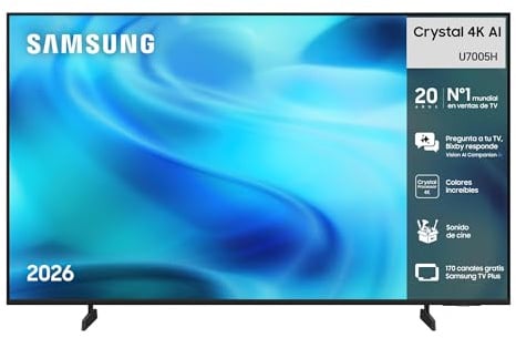 Samsung TV Crystal 4K AI U7005H 43 Smart TV con IA | Vision AI Companion, Crystal Processor 4K, Gaming Hub, Dynamic Sound Pack, Samsung TV Plus, Perfecto para cine en casa