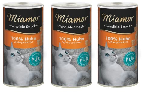 miamor Sensible Snack Huhn Pur | 3er Pack | 3 x 30g | Einzelfuttermittel für Katzen | 100% Huhn Pur | Auch für empfindliche Katzen und bei Allergien