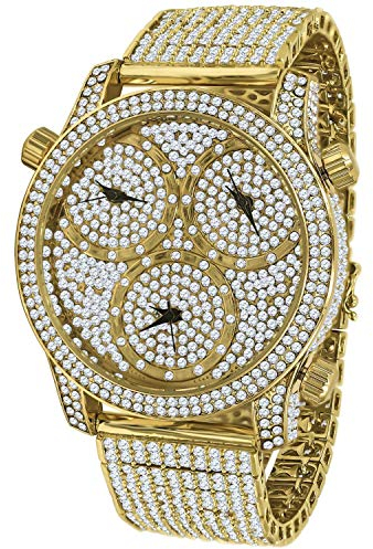 .iced-out. ZIRKONIA TIMEZONES Uhr - Gold