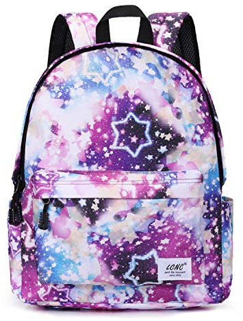 LCNC School Backpack for Girls Boys Water Resistant Durable Casual Basic for Students Kids, E-Star Galaxy, Taille unique