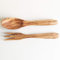 Lot de 2 couverts à salade - Longueur au choix - Cuillère à salade - En bois d'olivier - Fait à la main, Bois d'olivier, marron, Klein: 25 cm