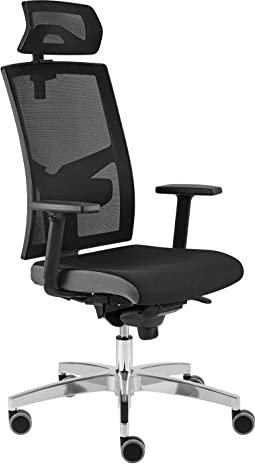 Hammerbacher Grid Pro - Premium Bürodrehstuhl mit Netzrücken und Kopfstütze | Ergonomischer Schreibtischstuhl | Armlehnen und Kopfstütze | schwarz