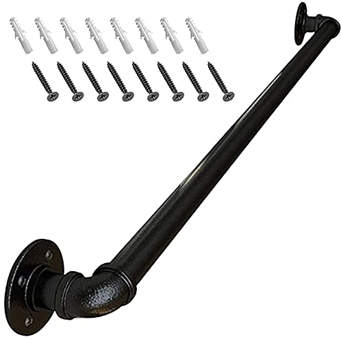 Gorssen Pasamanos industriales de Escalera de Tubo de Hierro Forjado Negro, pasamanos Antideslizantes de Seguridad para niños Mayores, pasamanos Interiores y Exteriores multifunción,120cm