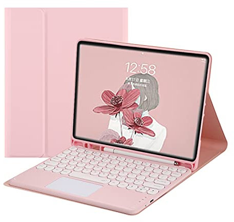 FANG Custodia per Tastiera per iPad PRO 12.9 Pollici Touchpad Keyboard Case - Touchpad Keyboard Bluetooth Slim Folio Pelle Smart Cover per 2020 iPad PRO 12.9,Pink