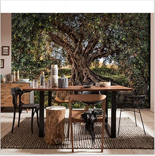 Nordic Minimalist Modern Sofa Hintergrund Tapete HD Olivenbaum Restaurant Tapete Wandbild Wandverkleidung im südostasiat Tapete Wanddekoration fototapete 3d Vlies wandbild Schlafzimmer-250cm×170cm