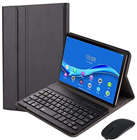 QYiD Custodia con Tastiera e Mouse per Lenovo Tab M10 Plus 10.3 Pollici FHD Tablet (TB-X606F / TB-X606X), Slim PU Case [QWERTY English] Rimovibile Wireless Tastiera per Lenovo M10 FHD Plus 10.3, Nero