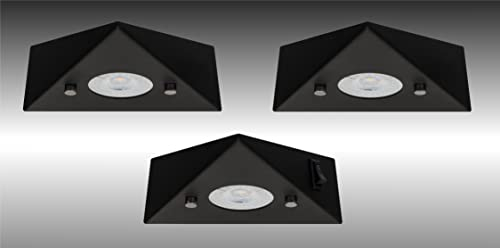 Trango 3er Set 6740-35 Unterbauleuchte in Matt-Schwarz *COOK* Einbauleuchte - Einbaustrahler inkl. 3x 4,8 Watt LED Modul 3000K warmweiß Dreieckleuchte – Küchen-Schrankleuchte 230V erweiterbar