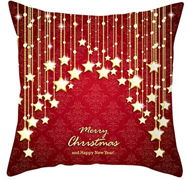 Deko Kissenbezug, Weihnachtskissenbezug Dekokissen Dekorative Sterne Anhänger Polyester Weihnachtsfeier Dekorationen 45X45CM