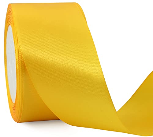 TONIFUL 5cm x 20M Gelb band breit geschenkband große schleife satinband für auto Bogen Schleifen Partydekoration Stuhl Hochzeit Der Valentinstag Geschenkverpackungen Strauß geschenkband
