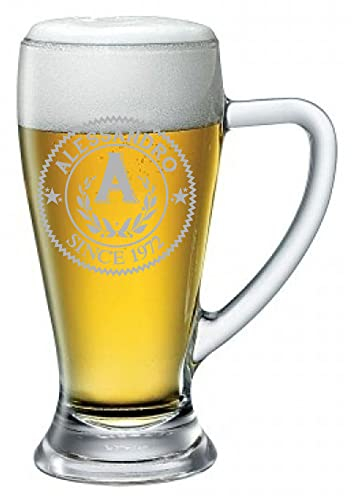 fashwork Boccale da Birra PERSONALIZZATO 38 cl inciso con Nome Frasi Anno Anni Compleanno Idea Regalo PERSONALIZZABILE Papà Nonno Zio Padrino Natale SanValentino