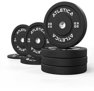 ATLETICA Bumper Plates Set, 110 kg | 2 x 5 kg, 2 x 10 kg, 4 x 20 kg