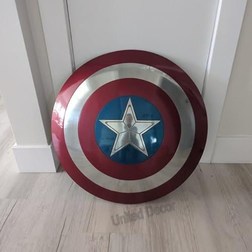 United Decor New Captain America Shield – Handgefertigte Replik First Avenger Shield Metall Prop Shield Requisitenschild, Rot & Silber, 55,9 cm, C- 88