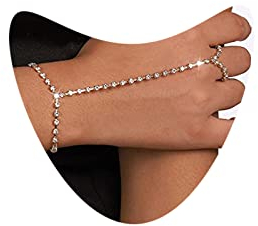 Atentuyi Strass Fingerring Armband Gold Cz Handgeschirr Handkette Cz Fingerkette Boho Sklavenarmband Strass Armband Schmuck Hochzeit Accessoires Für Frauen Und Mädchen