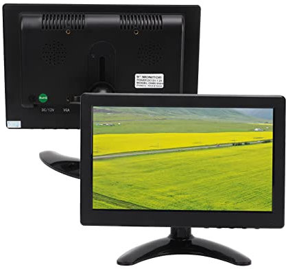 Monitor LCD TFT da 9 Pollici con Ingresso VGA HDMI AV BNC USB DC, Schermo a Colori HD 1024x600 con Altoparlante Integrato, Monitor Portatile con Staffa Regolabile