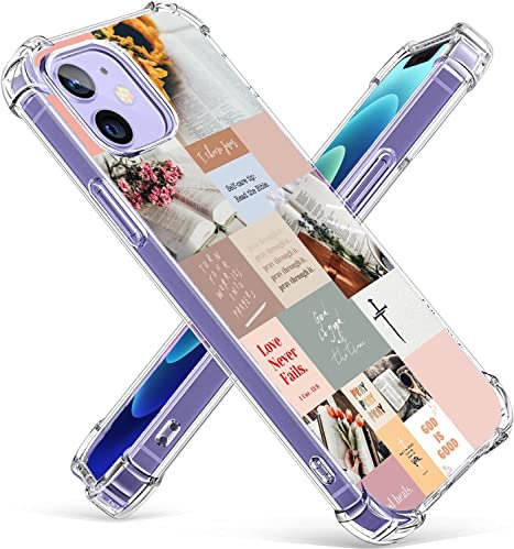 Bible Verses Phone Case for iPhone 12, Indie Jesus Christian Postive Quotes Case for Man Women,Unique Trendy Cool TPU Bumper Case for iPhone 12