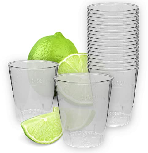 100x Schnapsgläser Plastik Schnapsbecher 2cl Shotgläser Shotbecher Transparent Einweg Schnaps Becher Pinnchen