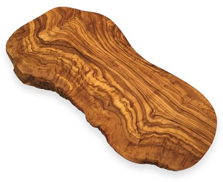 Tagliere con taglio naturale The Rustic Art, realizzato a mano, in legno d'ulivo, lunghezza 50 cm, versatile