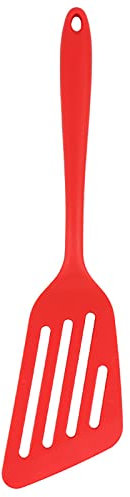 CHAMEEN Slotted Turner Candy Kitchen Utensil Plastic Spatula for Coated Pots and Pans Red 1 Piece