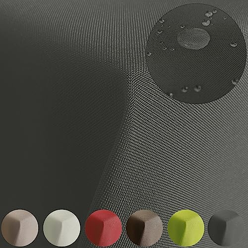 Tischdecke Gartentischdecke mit Lotuseffekt Outdoor Tafeldecke wasserabweisend Tischtuch RUND OVAL ECKIG Rechteckig (Anthrazit, 160x220cm Oval)