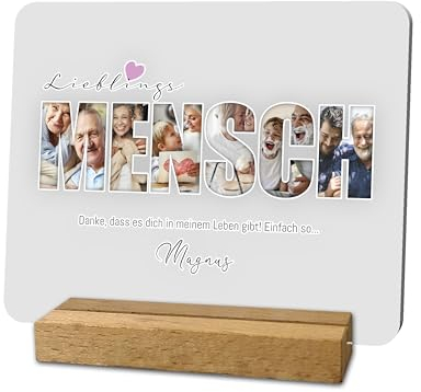 codiarts. Foto Geschenk Acryl Glas Bild personalisierbar mit eigenem Foto und Text, DIN A4 oder A5, optional mit Sockel als Fotogeschenk für Sie und Ihn (012 Lieblings MENSCH)