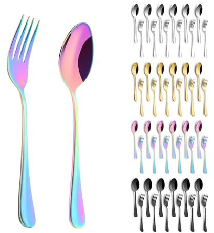 Juego de cubiertos de 12 piezas con tenedor y cuchara (arcoíris)