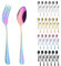 Besteck-Set, 12-teilig, Gabel und Löffel, Regenbogenfarben