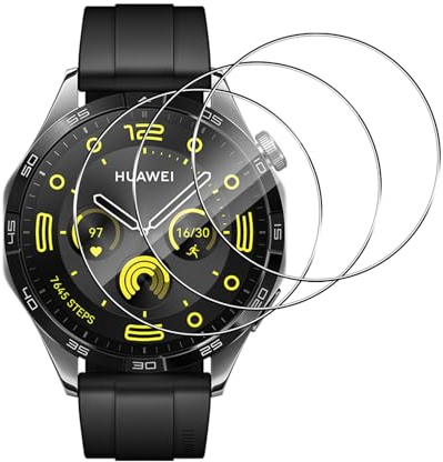 Lutree per Huawei Watch GT 4 46mm Vetro Temperato, 3 Pezzi Durezza 9H HD Pellicola Protettiva, Anti-Graffio Anti-Impronte Senza Bolle Protezione Schermo per Huawei Watch GT4 46mm