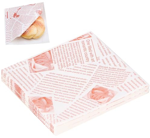 Burger Papier 50 Stück burger Tüten Dreieck Wrap Papier 15 x 15 cm Fettdichte Papiertüten Paper Bags for Food Snacktaschen für Burger Pommes Sandwich