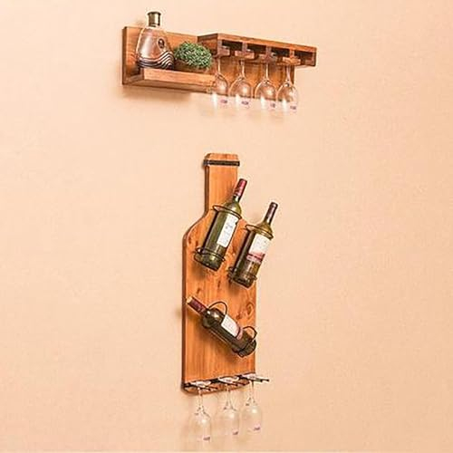LLYLAFDC Porte Bouteille Mural Cave À Vin Industrielles Casier À Vin Porte-Verre À Vin Suspendu Mural Casiers À Vin Muraux pour Maison,Cuisine,Salon,Décoration Murale Étagères Polyvalentes en Métal
