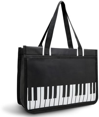 BestSounds Borsa per pianoforte, con cerniera, impermeabile, per libri musicali, accessori per pianoforte, regalo per musicisti, Nero , moderno