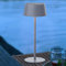 Lightbox LED Außen Tischlampe | Ø 13 cm | kabellose Outdoor Lampe mit Solar | 3 Stufen Touch Dimmer | Akku-betriebene Tischleuchte (4 W, 300 lm, 3000 K) aus Metall/Kunststoff in Grau | Balkon Deko