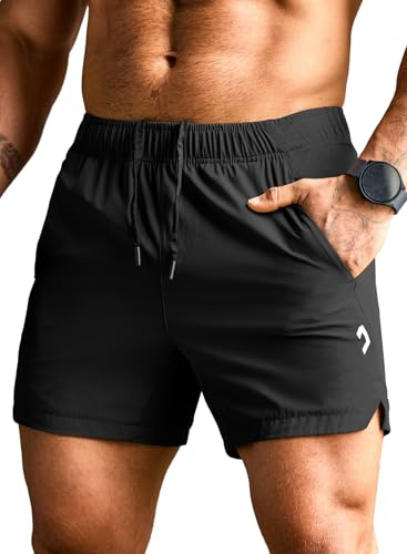 Elegancity Sporthose Kurze Herren Sommer Kurze Hosen Sport Shorts Stretch Jogginghose Leichte Freizeithose Atmungsaktive Schnelltrockende Hosen für Männer mit Tunnelzug und Reißverschlusstasche S-XXXL