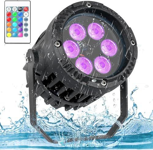 ZonQoonz 6 x 3W IP67 Wasserdichtes LED Par Scheinwerfer, RGBW 4 in 1 Par Licht mit Fernbedienung LED Bühnenlicht, für Disco, Outdoor-Auftritte, DJ Show, Party, Bar, Bühnen