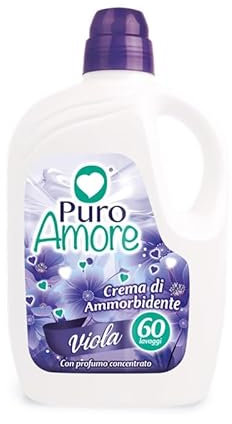 Puro Amore Ammorbidente Liquido, Con Profumo Concentrato, 4 Bottiglie da 60 Lavaggi, 240 Lavaggi Totali (Viola)