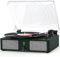 Udreamer Giradischi con altoparlanti integrati e trasmissione a cinghia Bluetooth, fonografo vintage a 3 velocità per ascoltare musica e decorazioni per la casa verde