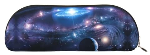 DNBCLEZK Space Planets Federmäppchen aus Leder für Mädchen und Jungen, bedrucktes niedliches personalisiertes Federmäppchen, Schreibwaren-Aufbewahrungstaschen, gold, Einheitsgröße, Taschen-Organizer