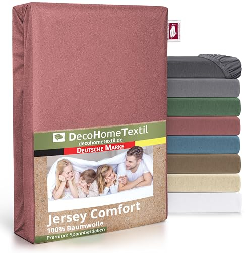 Greenline Spannbettlaken Premium Jersey aus 100% Baumwolle Greenline Altrosa 90-100x200 cm bis zu 30 cm auch für Boxspringbetten, Spannbetttuch