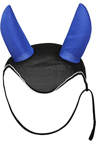 Schwarz, Fliegenhaube mit engmaschigem Häkelwerk, atmungsaktiv, Ohren enthalten akustischen Schaumstoff zur Geräuschunterdrückung, Britische Dressur zugelassen