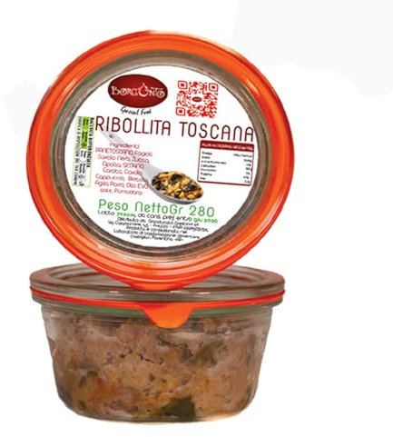 Borgunto® Ribollita Toscana 1x280g - Zuppa Tradizionale con Pane Toscano, Verdure Fresche e Fagioli, Pronta da Gustare